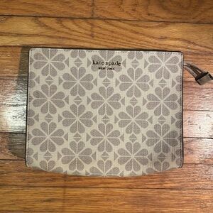 Kate Spade New York beige and grey floral print clutch